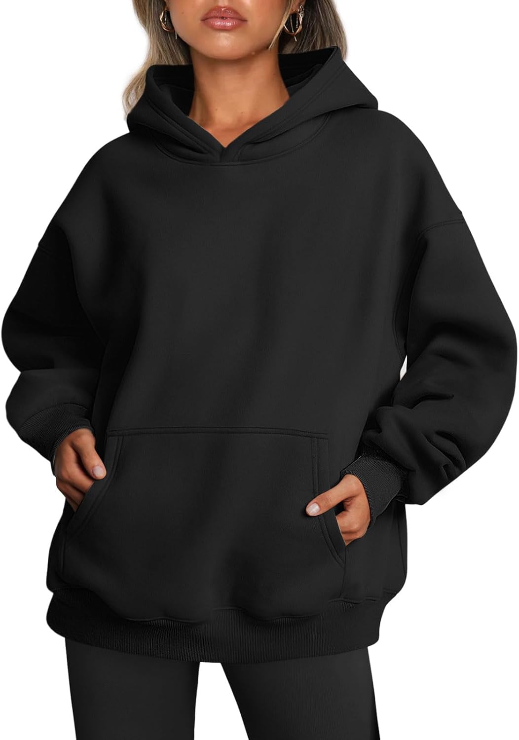 Trendy Queen Sudaderas con capucha de gran tamaño para mujer, sudaderas de felpa para mujer, suéteres de moda de otoño, suéteres de invierno | Gentle Skin Feel, Aesthetic Drop Shoulder, Large Kangaroo Pocket, Seamless Daily Outfit Match