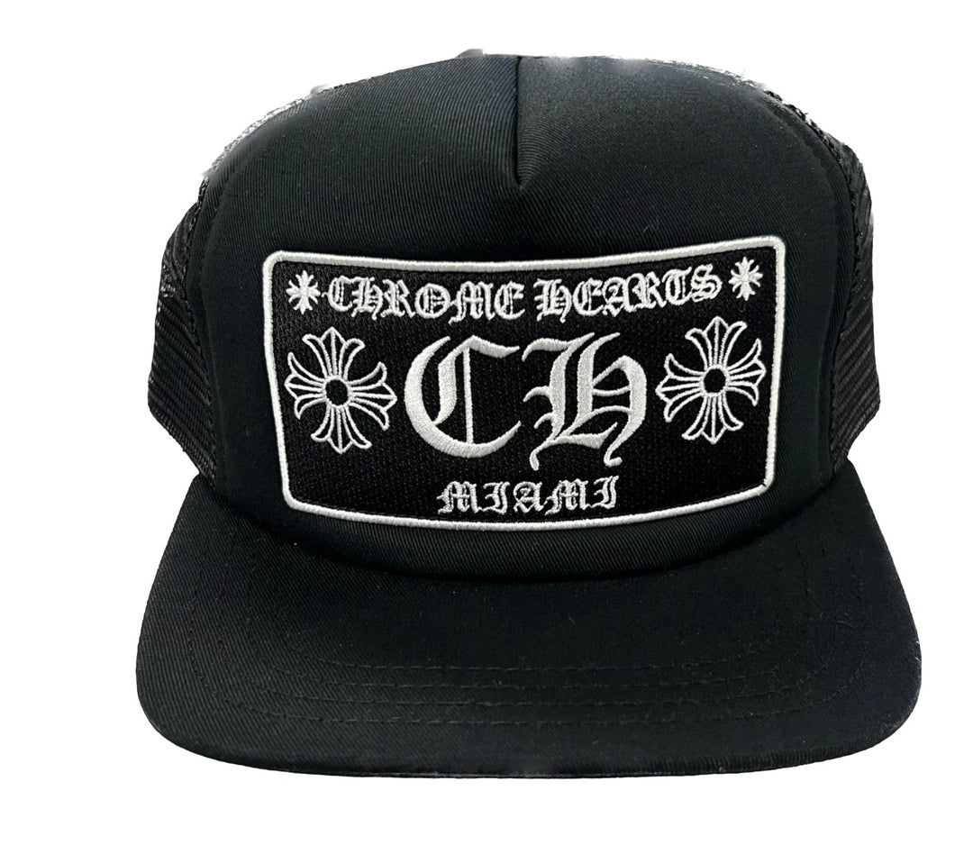 CHROME HEARTS 'MIAMI' BLACK TRUCKER HAT