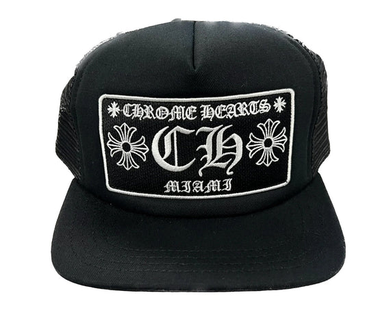CHROME HEARTS 'MIAMI' BLACK TRUCKER HAT