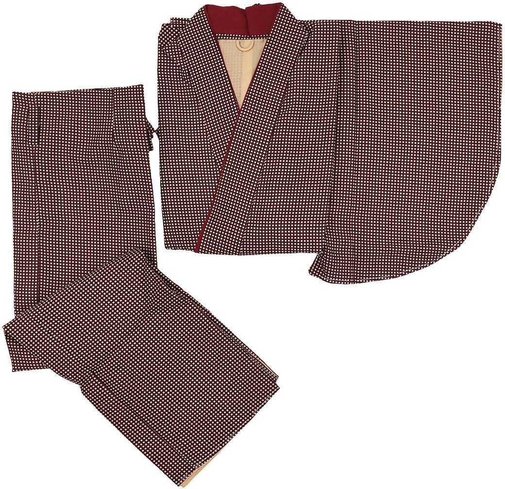 Nagomiya Washable Kimono, Single Item, Two-Part Kimono, Preta, Striped Pattern, Tailored Ladies,