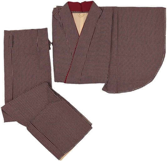 Nagomiya Washable Kimono, Single Item, Two-Part Kimono, Preta, Striped Pattern, Tailored Ladies,