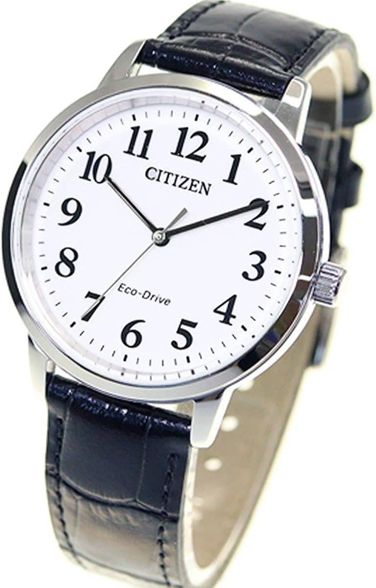 Citizen BJ6541-15A Photovoltaic Eco-Drive Watch, Waterproof, White, Calfskin Leather, Black, white, Classic