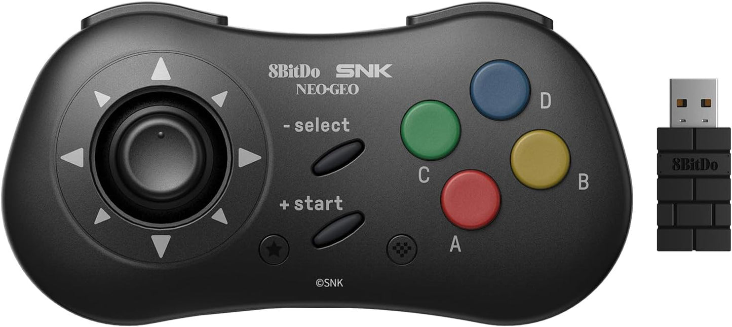 8Bitdo NEOGEO Windows、Android、NEOGEO mini用ワイヤレスコントローラ、クラシッククリック式ジョイスティック付き - SNK公式ライセンス (Black）