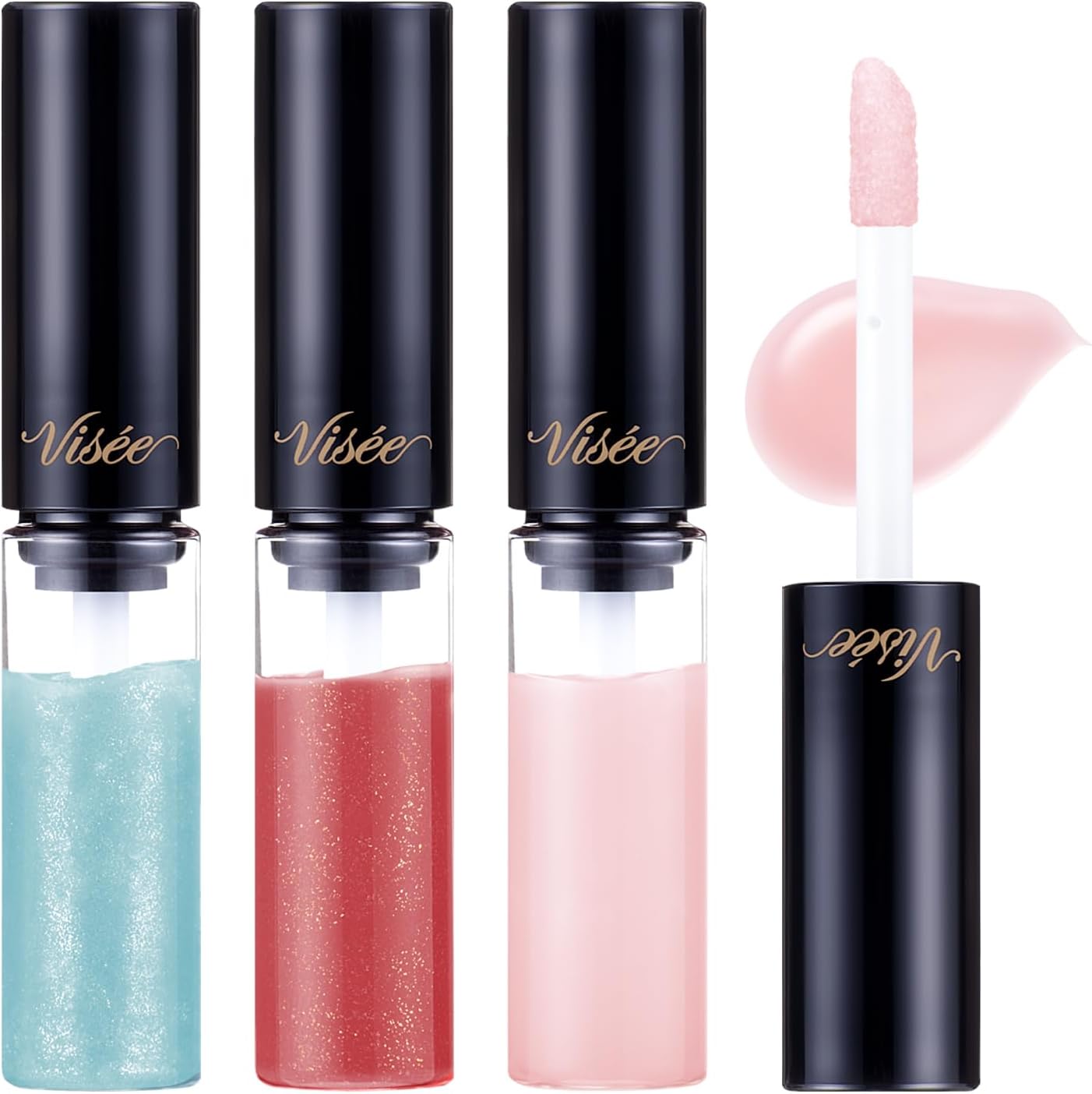 Visee Essence Lip Plumper, Mini Set, Lip Gloss, Lustrous Feel, Plump Volume, Moisturizing, 0.1 fl oz (2.8 ml) x 3 Colors