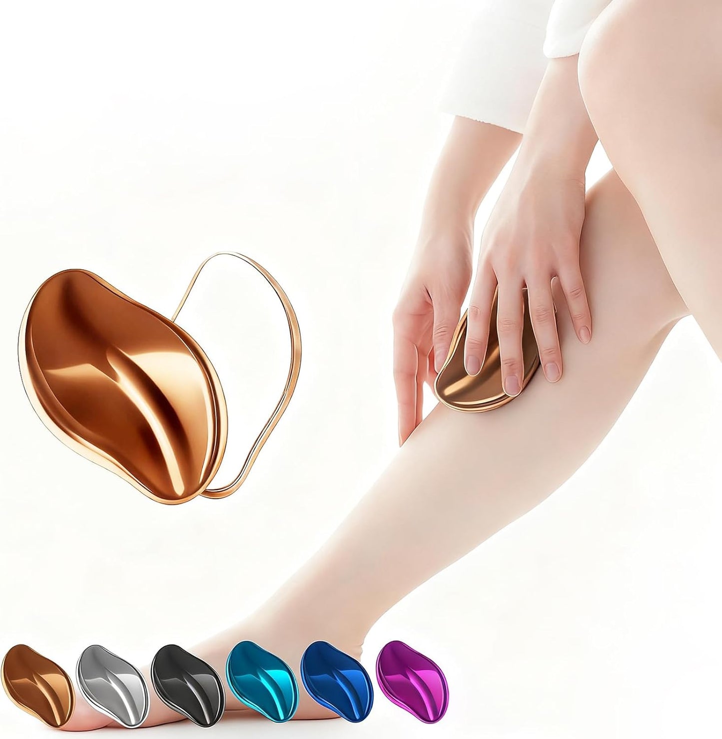 Hair Removal Device for Beginners, No Pain, Just Rub, Skin Friendly, Painless, Nanoglass, Home Hair Removal, Exfoliating Care, For Home, Palm Size, Unisex (Gold)