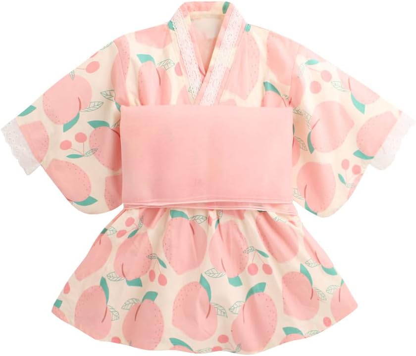 SLINX HF01 Children’s Yukata, Girls, Babies, Kids, Summer Festivals, Kimono, 2-Piece Set, Belt Set, Dress, Includes Obi Belt, Fireworks Festivals
