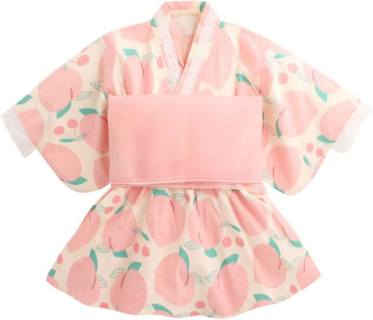 SLINX HF01 Children’s Yukata, Girls, Babies, Kids, Summer Festivals, Kimono, 2-Piece Set, Belt Set, Dress, Includes Obi Belt, Fireworks Festivals