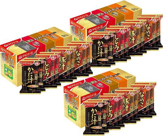 Amano Foods [Set Product] Delicious Luxury Miso Soup, 4 Types of Delicious Miso Soup, 24 Servings Set (4 Delicious Luxury Miso Soup, 8 Meals, 3 Pieces)