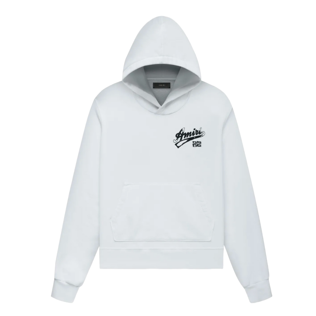 AMIRI '22' DISTRESSED WHITE HOODIE