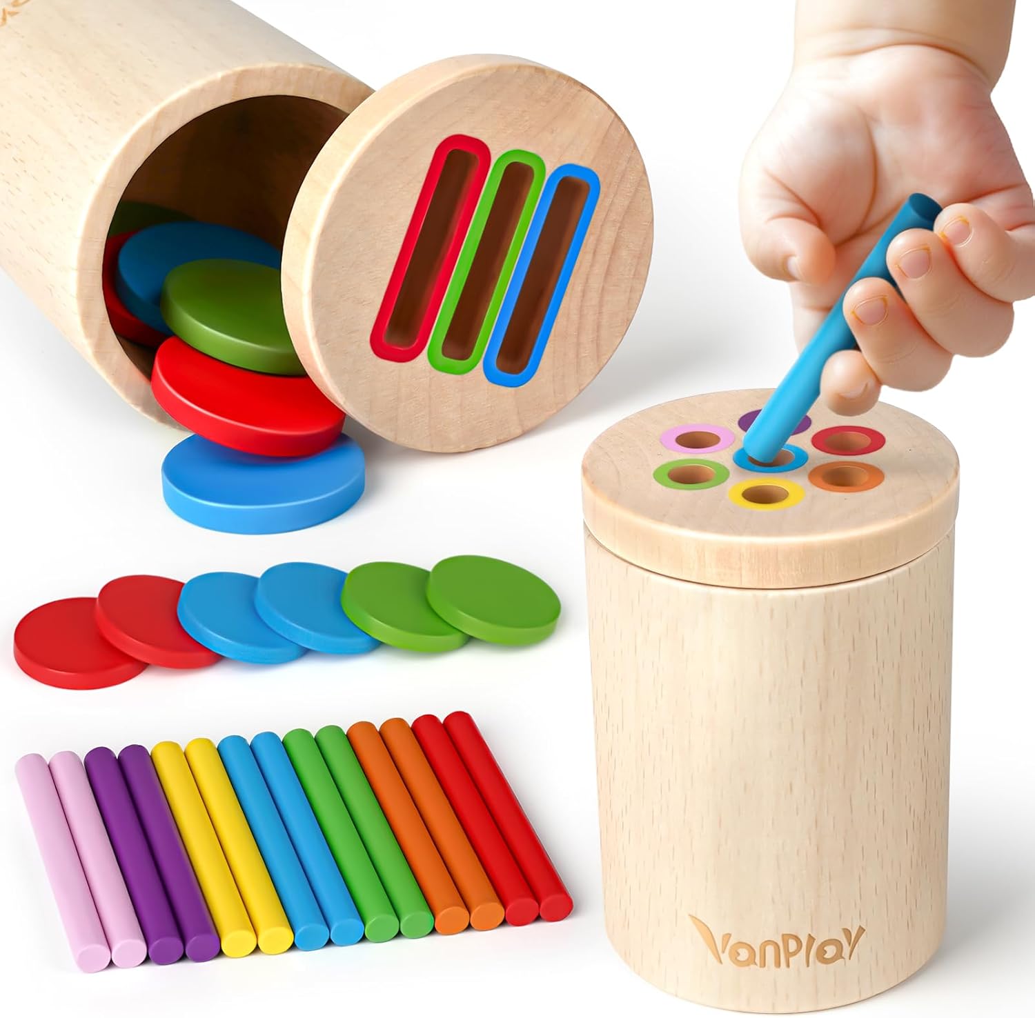 Baby Toys Educational Toys Montessori Wooden Toys Fingertip Training Color Classification 1 2 3 4th Birthday Present Ranking Boys Girls 1 2 3 4 5 6 Years Old Toy