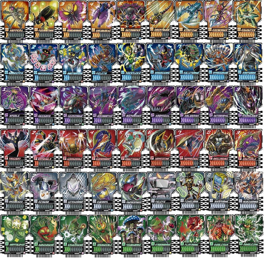 Kamen Rider Gatchard, Ride Chemey Reka, Insect Chemy, 9 Types, Job Chemy, 9 Types, Vehicle Chemy, 9 Types, Animal Chemy, 9 Types, Artifact Chemy, 9 Types, Plant Chemy, 9 Types, 6 Attributes, 54 Pieces