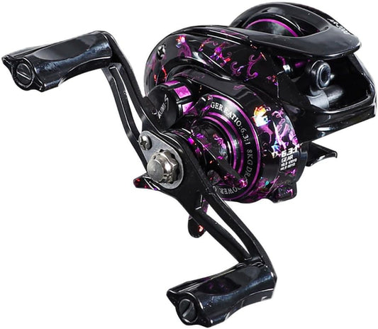 Bait Reel, Saltwater Fishing, Freshwater Fishing, Dual Use, Left/Right Handle, Ultra Lightweight, Strong Magnetic Brake, Far Throw, Maximum Drag Force, 17.6 lbs (8 kg), Gear Ratio 6.3:1