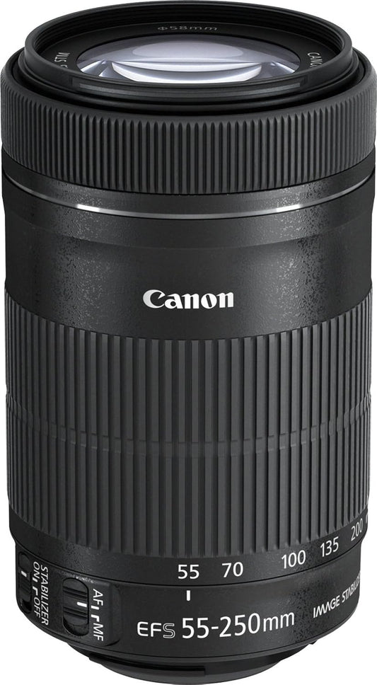 Canon Telephoto Zoom Lens EF-S 2.2–9.8 inches (55–250mm) F4–5.6 IS STM APS-C Compatible EF-S 55-250ISSTM