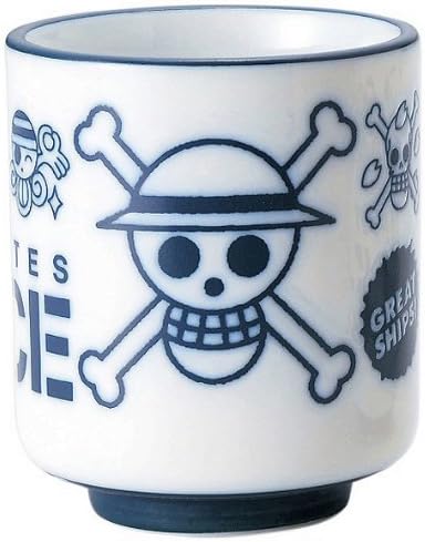 Kaneshotouki 121165 Anime One Piece Pirate Flag, Water Repellent, Sushi Tea Cup, 11.8 fl oz (350 ml), Blue