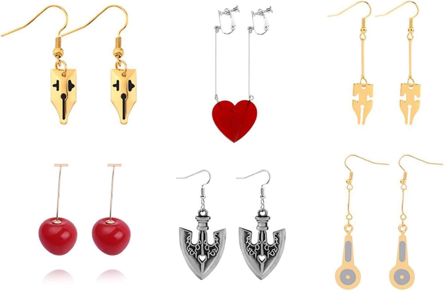 6 Pairs Popular Anime Character Earrings, Moe Goods, Surround Accessories, Accessories, Accessories, Cute, Ear Ornaments, Pair of Earrings, Cosplay, Accessories, Fashion, Birthday, Anniversary, Gift