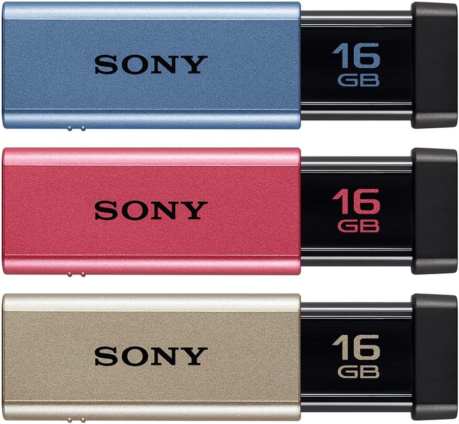 Sony USM16GT 3C USB Flash Drive, 16 GB, 3-Piece Set, High Speed Type