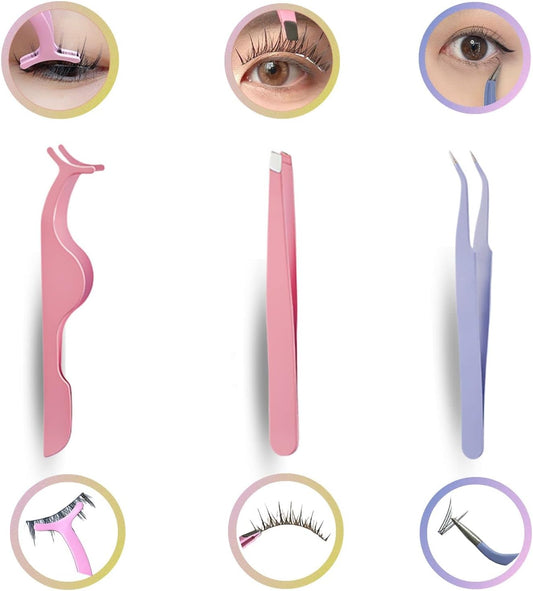 TheFirstGrain False Eyelash Tweezers Set of 3 Self Matsueku False Eyelashes False Eyelashes Upper Eyelashes Lower Eyelashes (Tweezers)