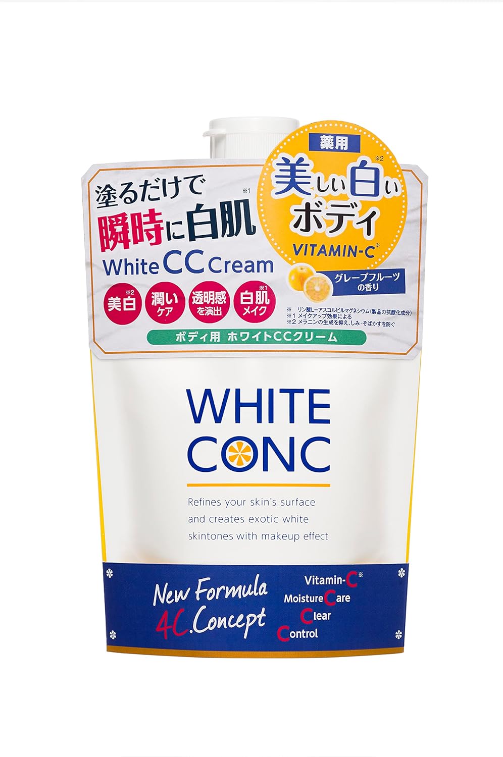 WHITE CONC Whitening CC CII 7.1 oz (200 g) (CC Cream, For Whole Body, Face, Whitening, Grapefruit Scent, Moisturizing, Tone Up, Genuine Quasi-Drug Product