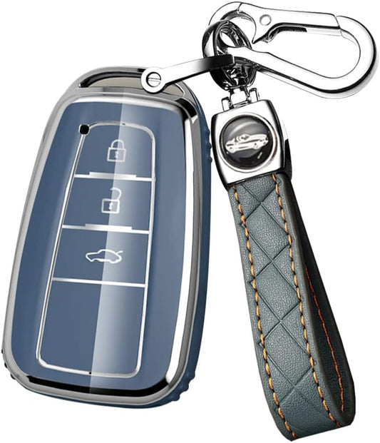 ONTTO Toyota Exclusive Smart Key Case, Key Cover, Key Holder, Toyota Crown 220 CHR C-HR ZYX10, Prius 50 Series, Roller Cross, RAV4, New Camry, TPU Material, High Quality, Fashionable Accessory, C Grey