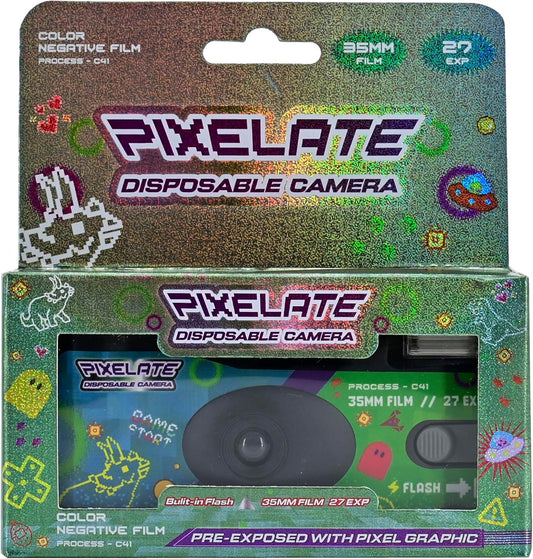 Retocolor Pixelate 400 35mm Disposable Film Camera 27EXP, ISO400, Color Negative Film, Focus-free, Easy to Use, Built-in Flash, Disposable (Film and Battery Included) (PIXELATE)