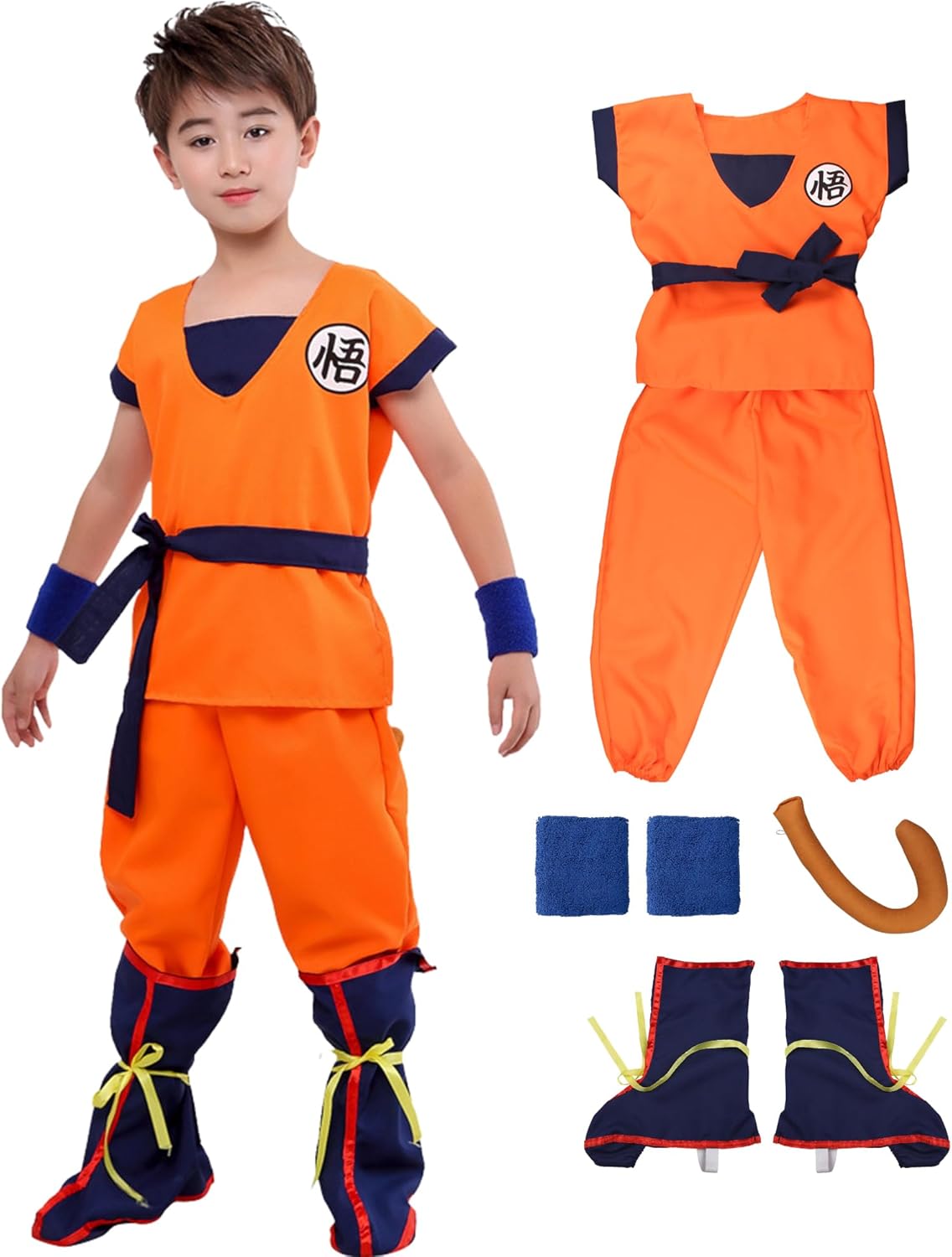 CHALAN Goku Cosplay, Children's Deluxe 7-Piece Set, Halloween Costume, Super Saiyan, Kamesenryu Uniform, Son Goku, Go, Kids Costume, Cosplay Costume, Anime Manga, Children, Party, Character Kids