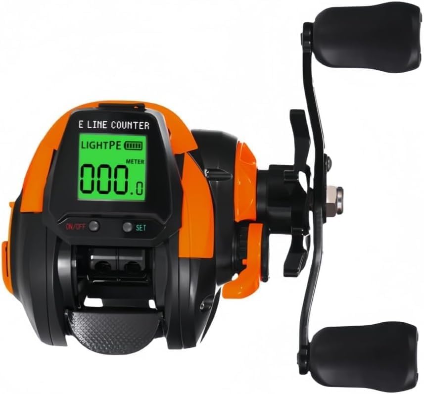 Deronder Baitcasting Reel, Electric Fishing Reel, Fly Fishing Reel, Digital Display, Smooth Wind, Lightweight, Large Resistance, USB Rechargeable, Solar Power, Left/Right Handle, Max Drag 10KG Gear