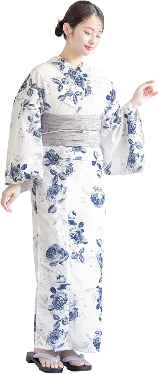Soubien Floro Women's Yukata, 3-Piece Set, Separate, New 2-Part Yukata (Yukata/Waistband/Date Closure)