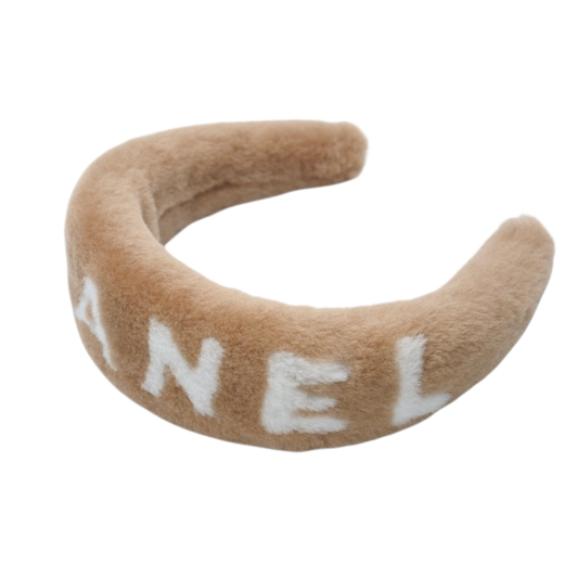 CHANEL SHEARLING HEADBAND BEIGE
