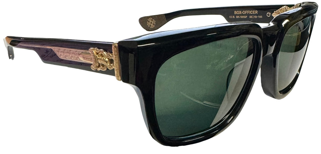 CHROME HEARTS 'BOX OFFICER' 18K BLACK SUNGLASSES