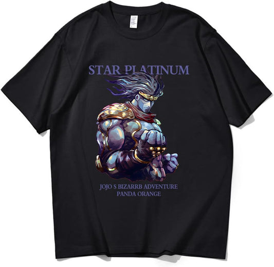 ZimyFuntoy Jojo's Bizarre Adventure Anime T-Shirt, Short Sleeve, Cotton, Unisex, Spring, Summer, Autumn, Round Neck, Disguise, Casual, Large Size, Soft, Sweat Absorbent, Quick Drying, For Work or