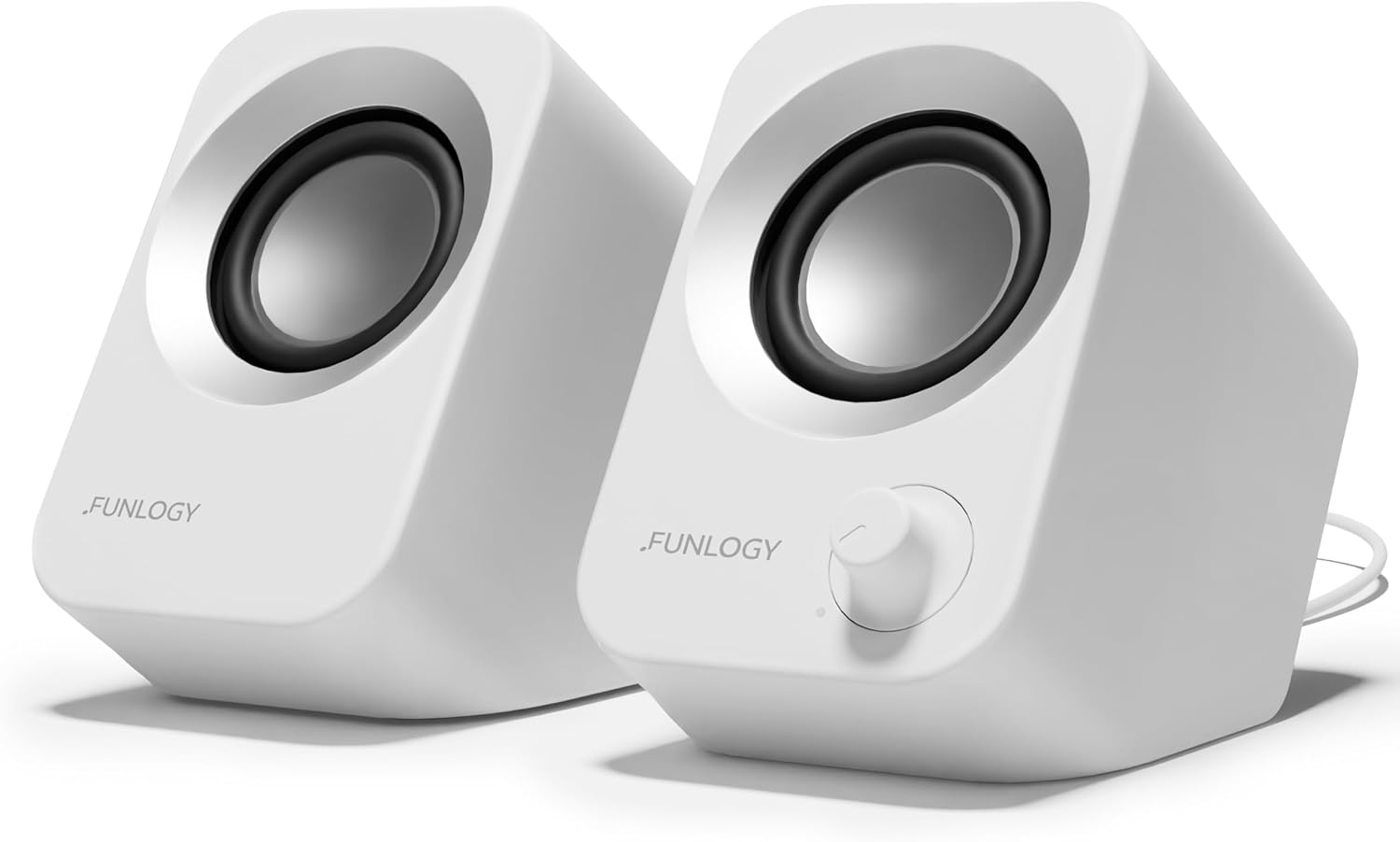FUNLOGY Speaker (Loudspeaker/PC Speaker) [VGP2024 Award] Total 14W / Stereo Speaker/PC/USB Power/Heavy Bass/AUX / 3.5mm Pin Input [Japanese Brand] (White)
