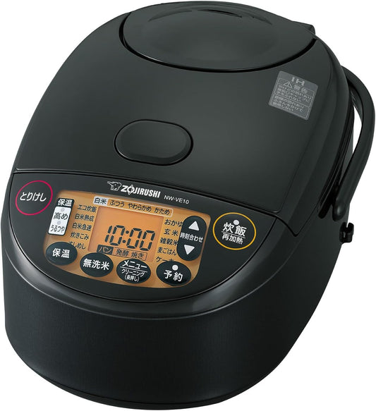 Zojirushi Mahobin Rice Cooker, 5.5 cups, Kiwame-daki, IH Type, Made in Japan, 30-hour heat retention, Black NW-VE10-BA