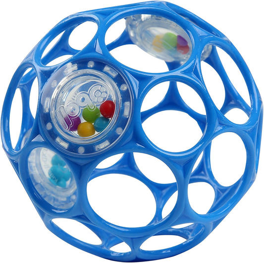 Bright Starts Oball 12281 Oball Rattle, Baby Stroller Toy, Teeth, Rattle, Softball, Baby Shower, Blue
