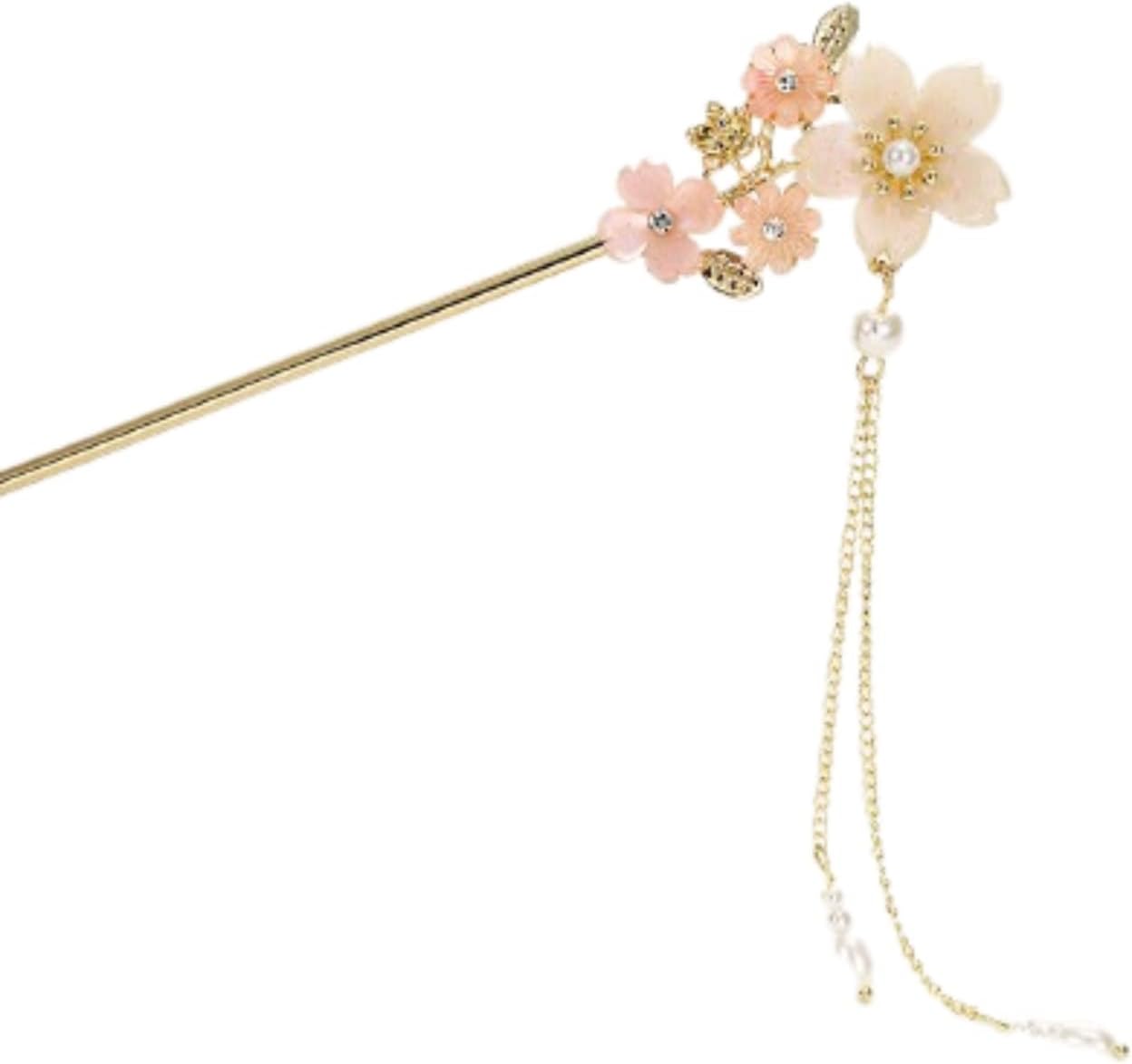 EZ PEACH Cherry Blossom Flower Pearl Hairpin Hair Clip Bangs Hair Closure Kimono Kimono Hair Accessory