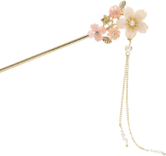 EZ PEACH Cherry Blossom Flower Pearl Hairpin Hair Clip Bangs Hair Closure Kimono Kimono Hair Accessory
