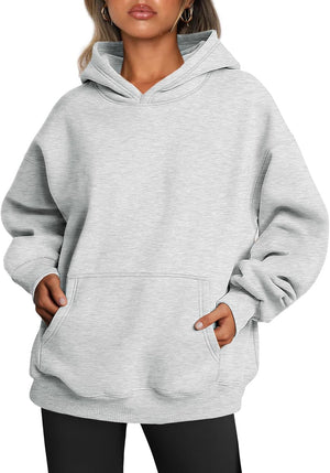Trendy Queen Sudaderas con capucha de gran tamaño para mujer, sudaderas de felpa para mujer, suéteres de moda de otoño, suéteres de invierno | Gentle Skin Feel, Aesthetic Drop Shoulder, Large Kangaroo Pocket, Seamless Daily Outfit Match