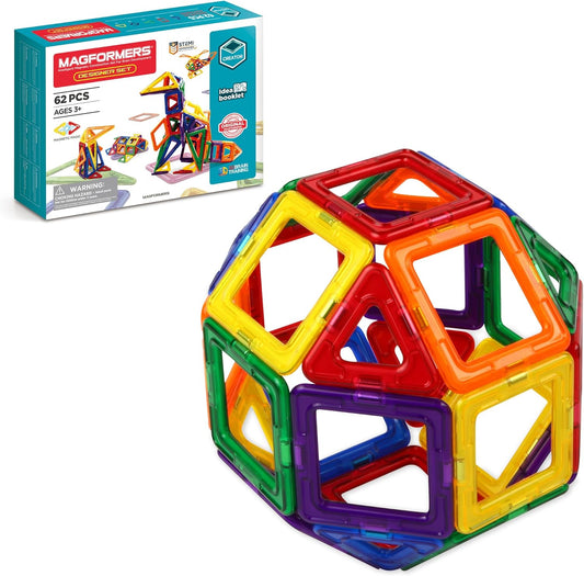 MAGFORMERS 62 Piece Designer Set, Magnetic Blocks, Educational Toy for Creativity