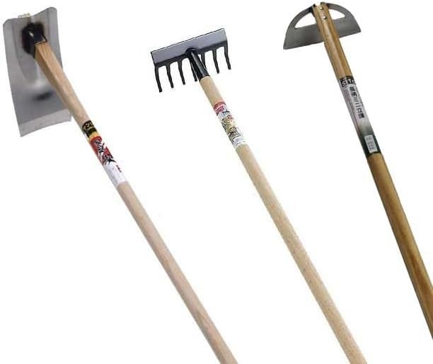 鍬 立鎌 ショベル 家庭菜園3点セット 道具 農作業 便利 グッズ ガーデニング 雑貨 草刈り 草取り ガーデン くわ 園芸 立ったまま レーキ 草刈 鎌 草むしり ステンレス 農具 草刈り鎌 用品 庭 農機具 業 畑 クワ かま 畑仕事 作業 馬場長金物BABACHO