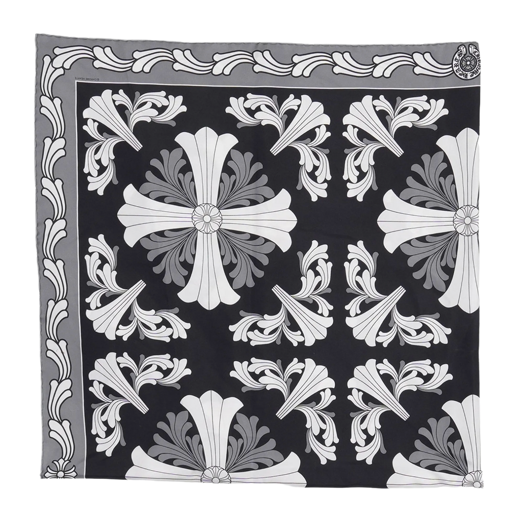 CHROME HEARTS 'BLACK AND GREY' FLORAL SCARF
