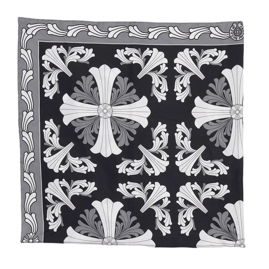 CHROME HEARTS 'BLACK AND GREY' FLORAL SCARF