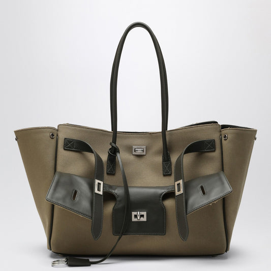 Balenciaga バレンシアガはカーキキャンバスのすべてのベルエアメディアバッグを運ぶ - Image 1