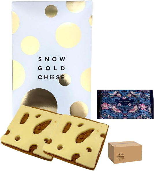 Pikotta Snow Gold Cheese, 8 Pieces, 1 Box, Hokkaido Paper Crafting Wet Tissue Set, Hokkaido, Souvenir, White Chocolate, Mother's Day, Father's Day