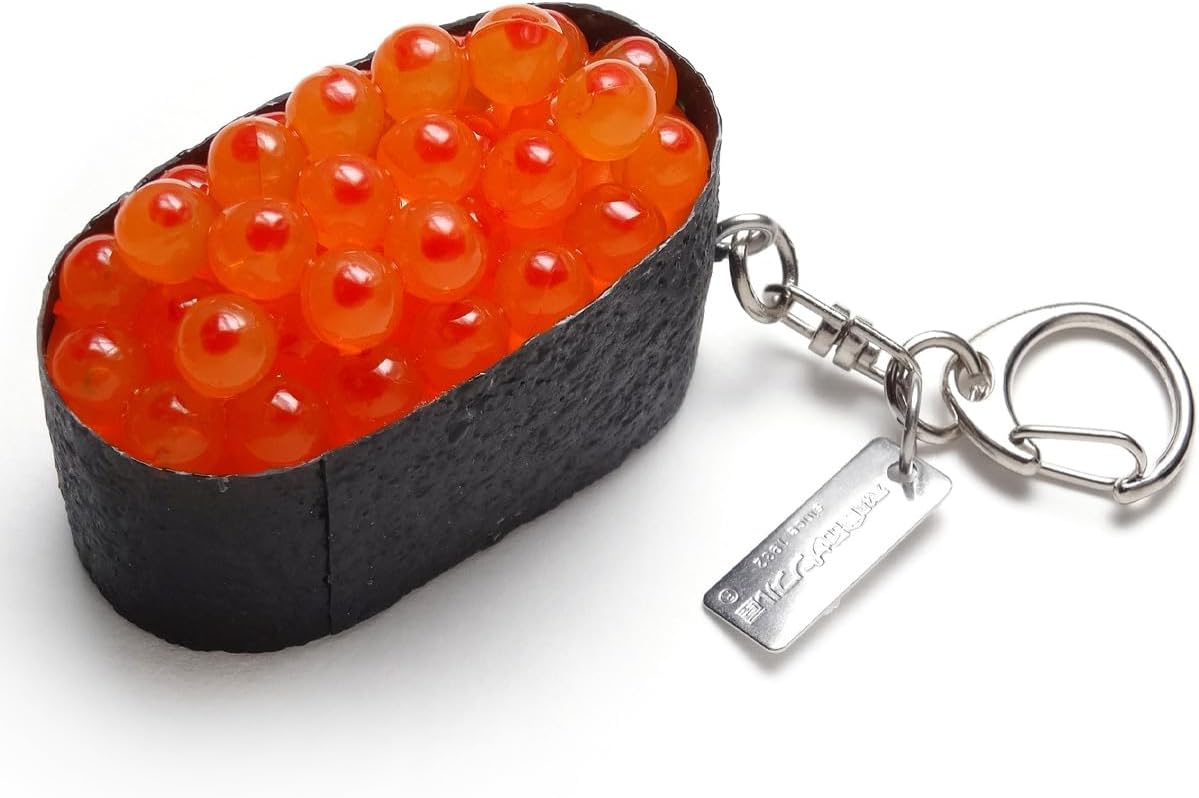 [Ganso Shokuhin Sample-ya] Official Key Ring, Sushi, Salmon Roe, Key Chain, Gift