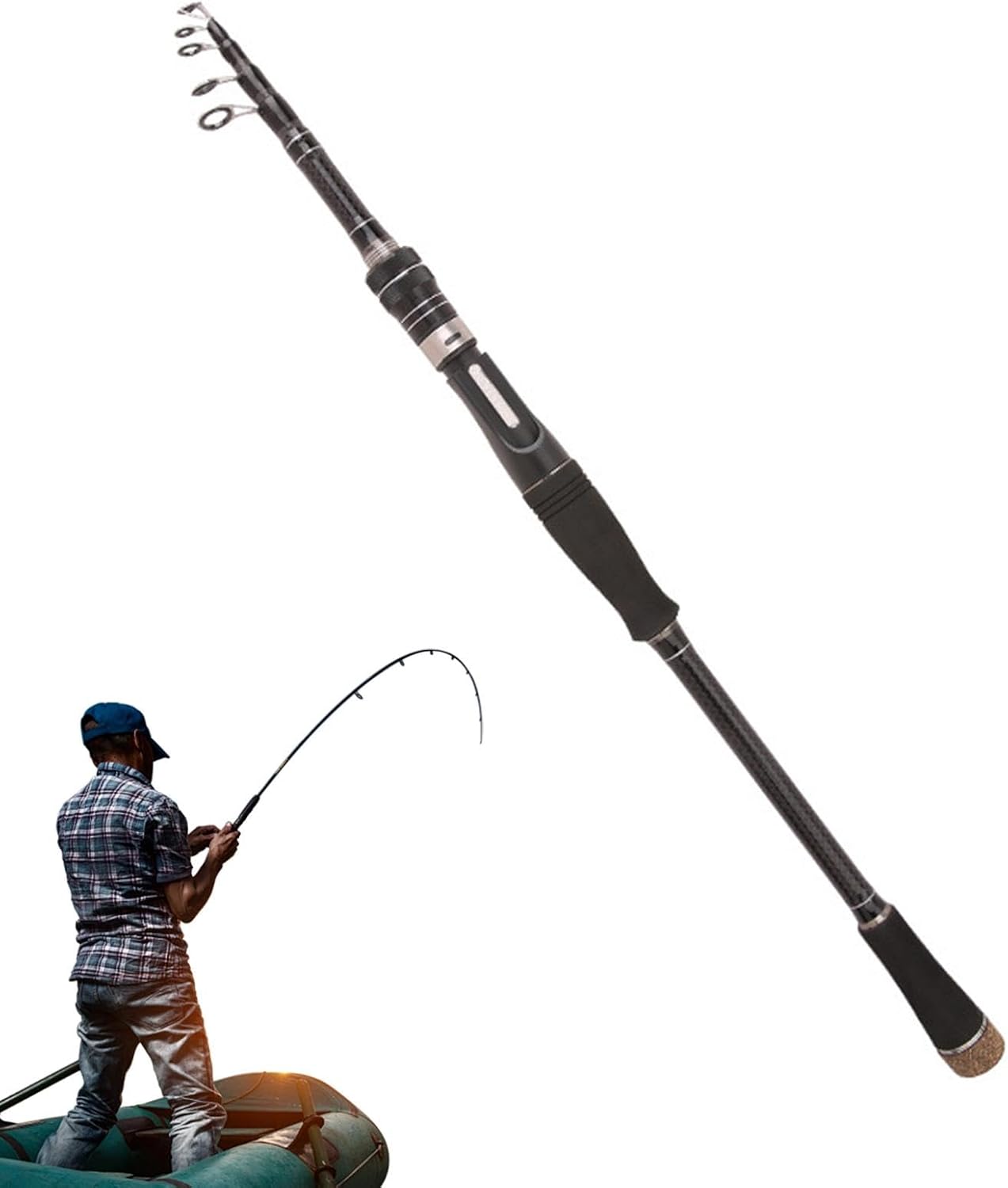 Fishing Spinning Rod - Carbon Fiber Surf Casting Rod, Travel Fishing Rod | Fishing Rod Telescopic Travel Fishing Pole Casting, Lightweight Baitcasting Fishing Rod for Pike, Bass, Walleye, 22.05 x 1.18