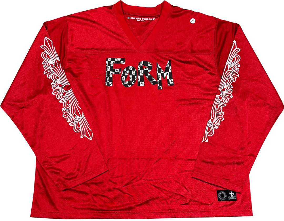 CHROME HEARTS MATTY BOY '99 FORM' RED MESH LONGSLEEVE JERSEY