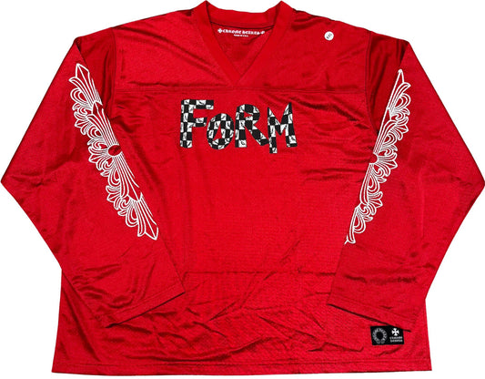 CHROME HEARTS MATTY BOY '99 FORM' RED MESH LONGSLEEVE JERSEY