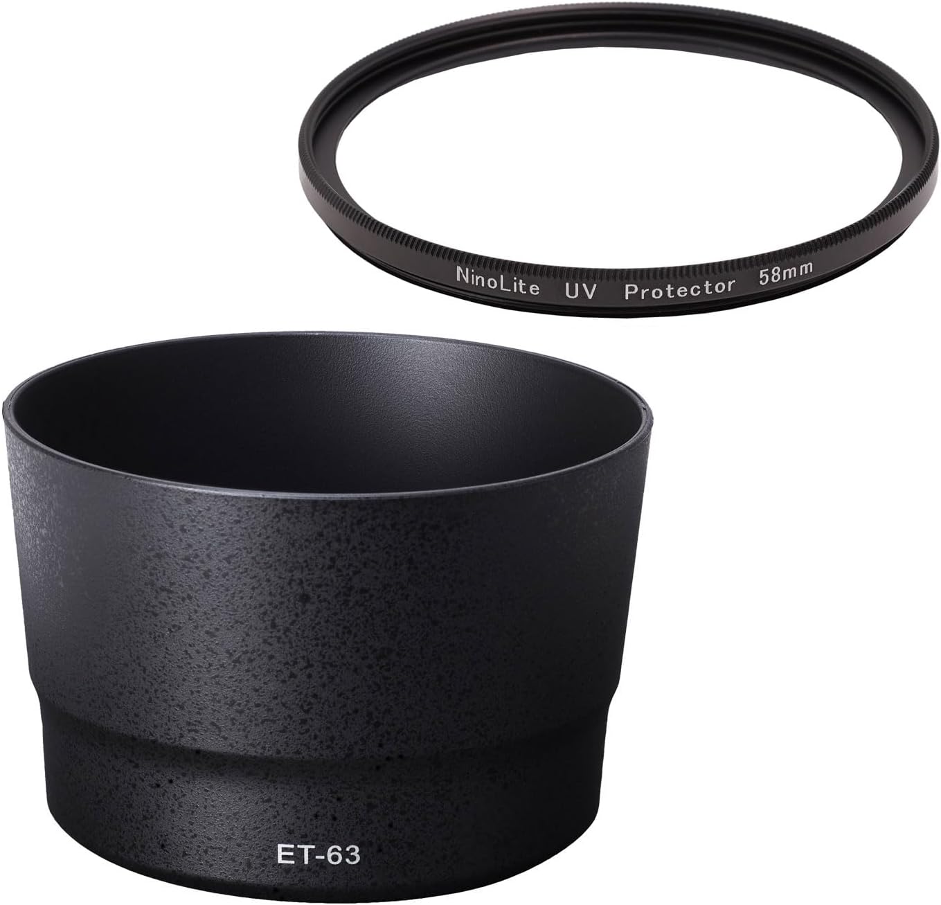 NinoLite ET-63 Lens Hood & UV Filter 58mm Set of 2, Compatible with EF-S55-250mm F4-5.6 IS STM Lens