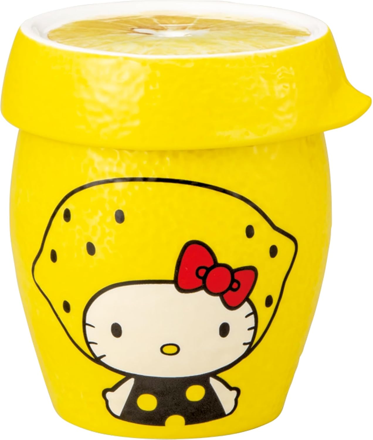 Sanrio SAN4554 Fairy Tale Hello Kitty, Lemon Kitty with Lid, Fruit Squeezer, Tumbler, Cup, Approx. 13.8 fl oz (380 ml), Approx. 3.5 x 3.9 inches (9 x 10 cm), Characters Tableware, Kitty Goods,