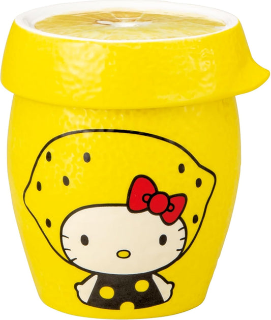 Sanrio SAN4554 Fairy Tale Hello Kitty, Lemon Kitty with Lid, Fruit Squeezer, Tumbler, Cup, Approx. 13.8 fl oz (380 ml), Approx. 3.5 x 3.9 inches (9 x 10 cm), Characters Tableware, Kitty Goods,