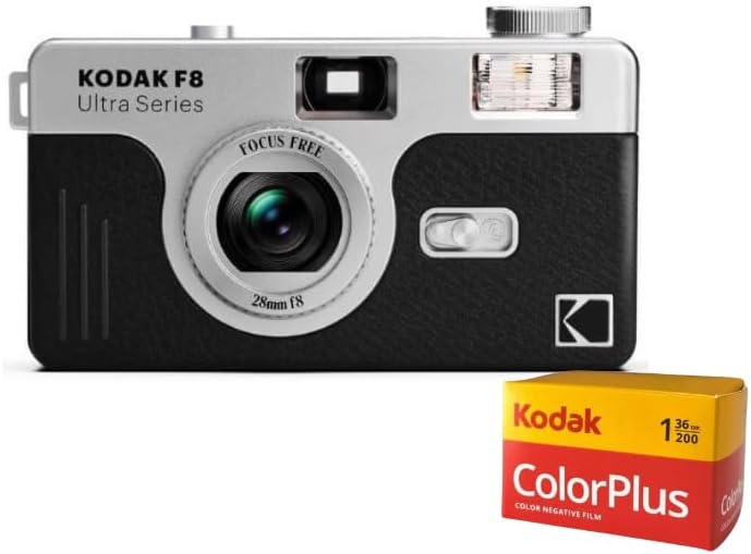 KODAK Ultra F8 Black Film Camera + Kodak ColorPlus 200 36 Exp Film Set for Kodak F8 Gift